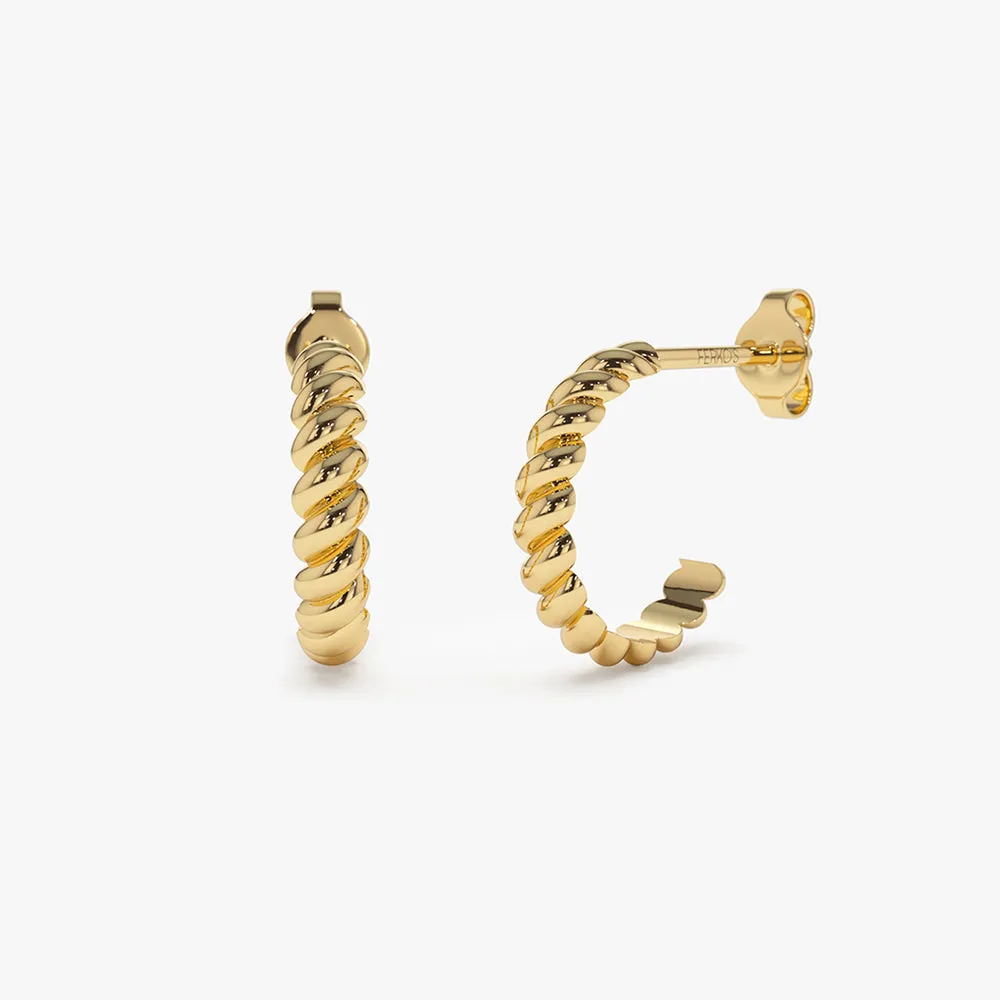 14k Braided 3MM Twist Earrings