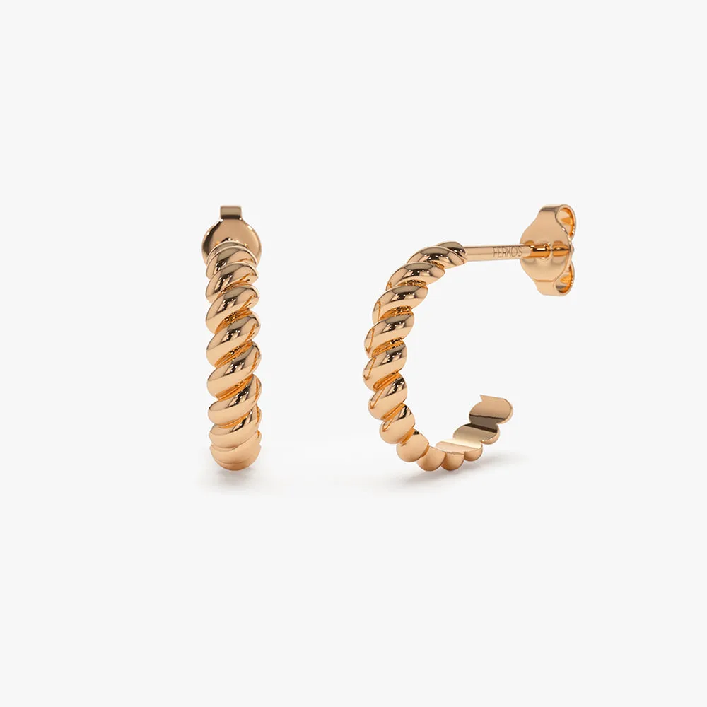 14k Braided 3MM Twist Earrings