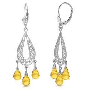 3.75 Carat 14K Solid White Gold Chandelier Earrings Natural Citrine