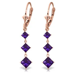 4.79 Carat 14K Solid Rose Gold Chandelier Earrings Amethyst