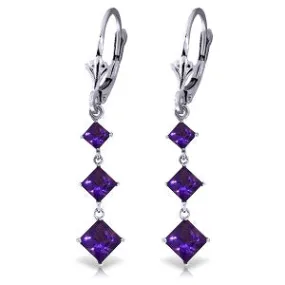 4.79 Carat 14K Solid White Gold Chandelier Earrings Amethyst