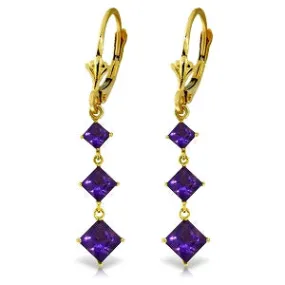 4.79 Carat 14K Solid Yellow Gold Chandelier Earrings Amethyst