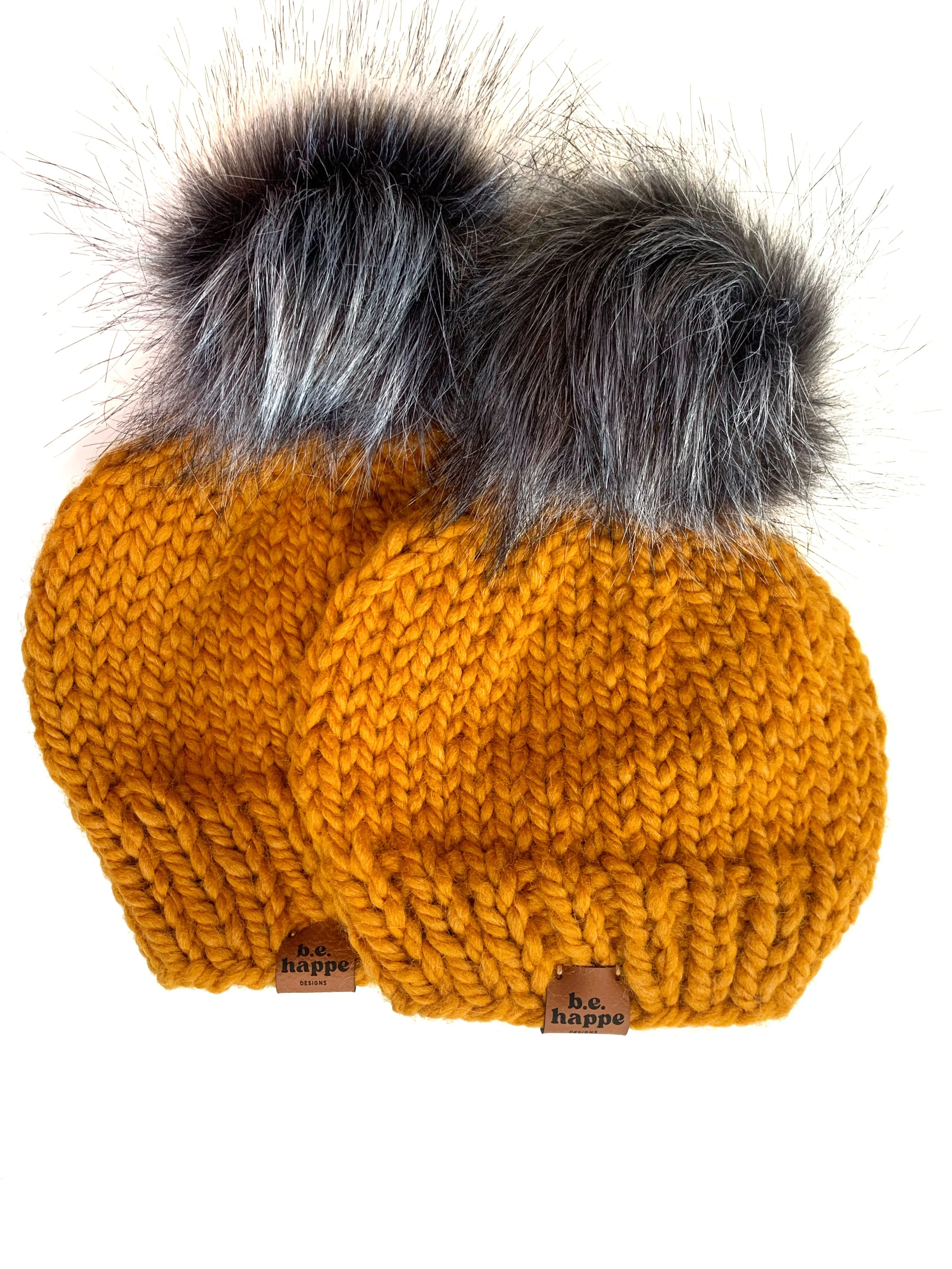 Adult Solid Knit Pom Hat | Butterscotch