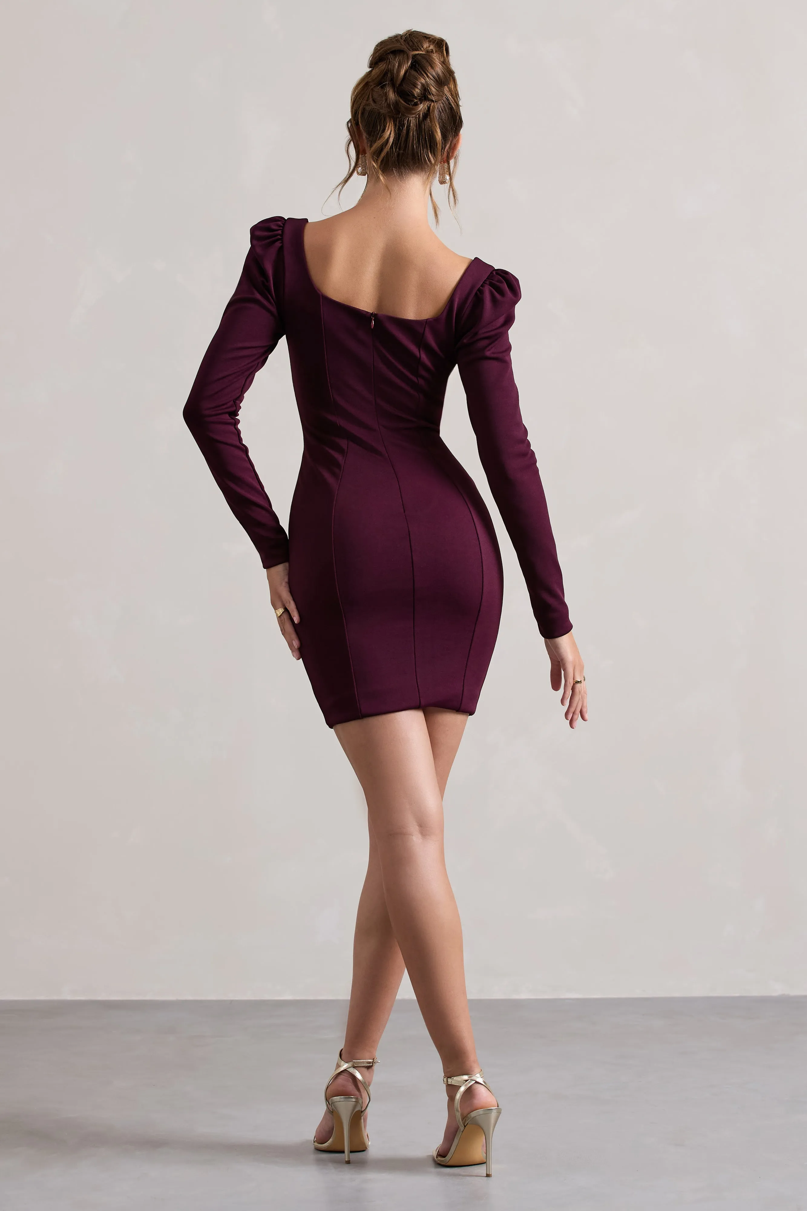 Ainsley | Plum Long-Sleeve Mini Dress