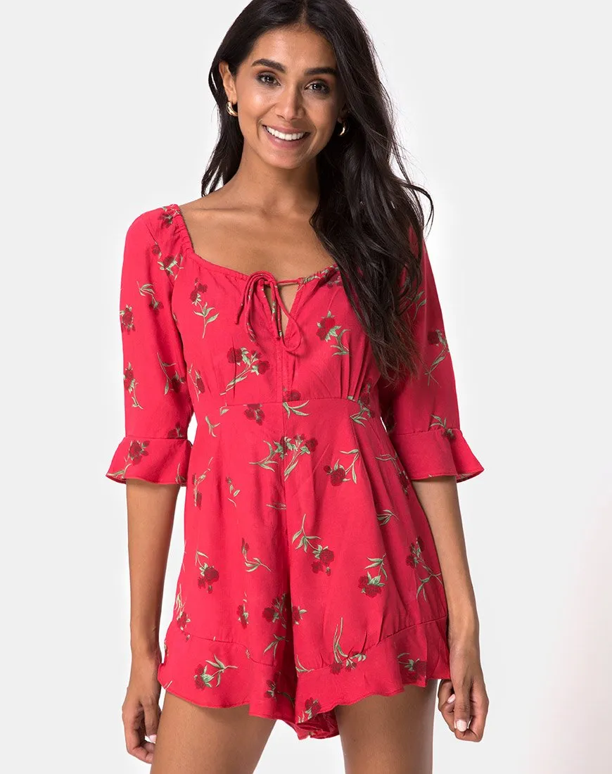 Altary Playsuit in Rouge Rose Pink