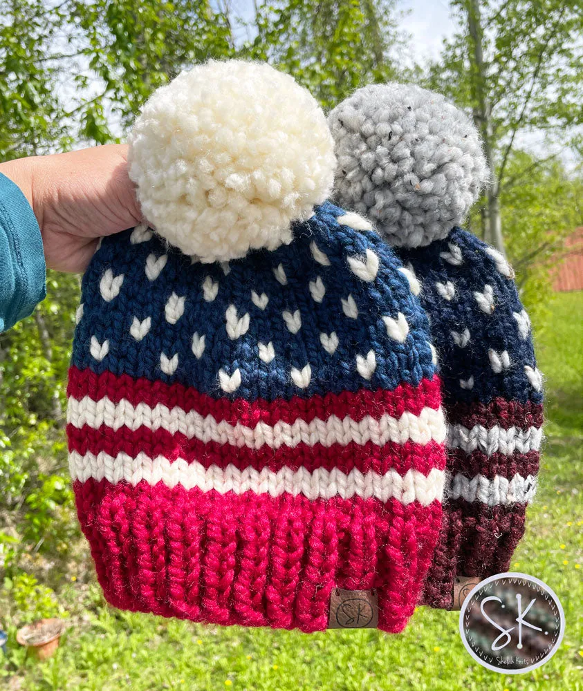 Americana Knit Beanies | Patriotic Hats | Multiple Sizes