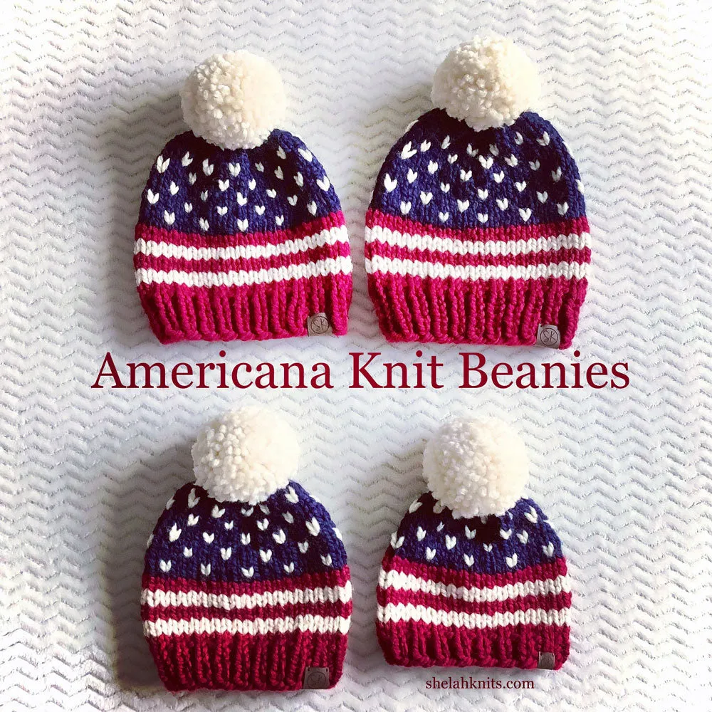 Americana Knit Beanies | Patriotic Hats | Multiple Sizes