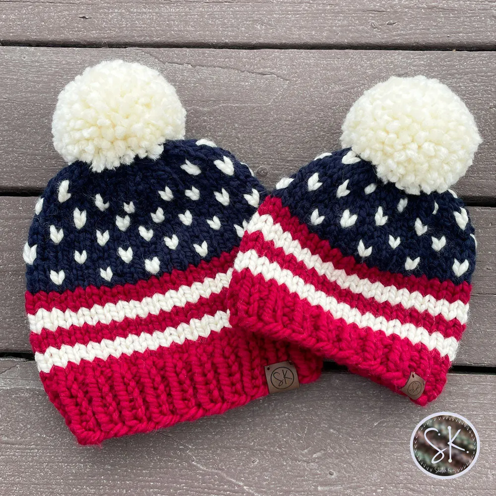 Americana Knit Beanies | Patriotic Hats | Multiple Sizes