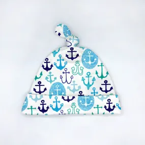 Anchors Away Organic Cotton Baby Hat (0-3M)