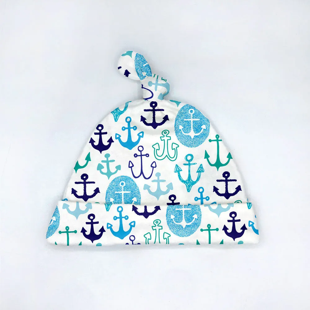 Anchors Away Organic Cotton Baby Hat (0-3M)