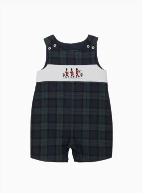 Baby Archie Smocked Romper in Navy Tartan