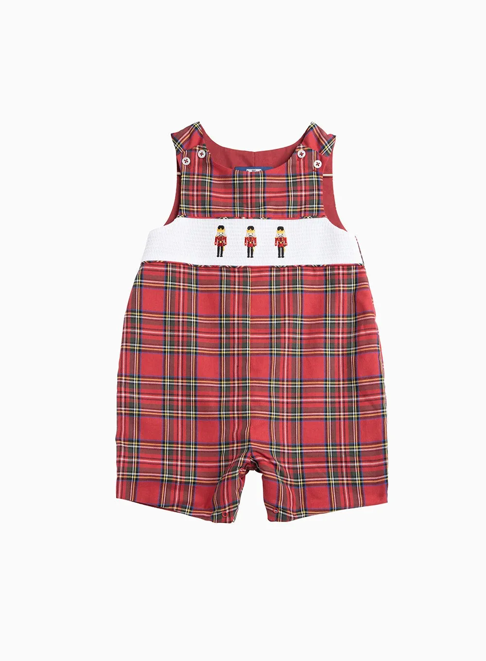 Baby Archie Smocked Romper in Red Tartan