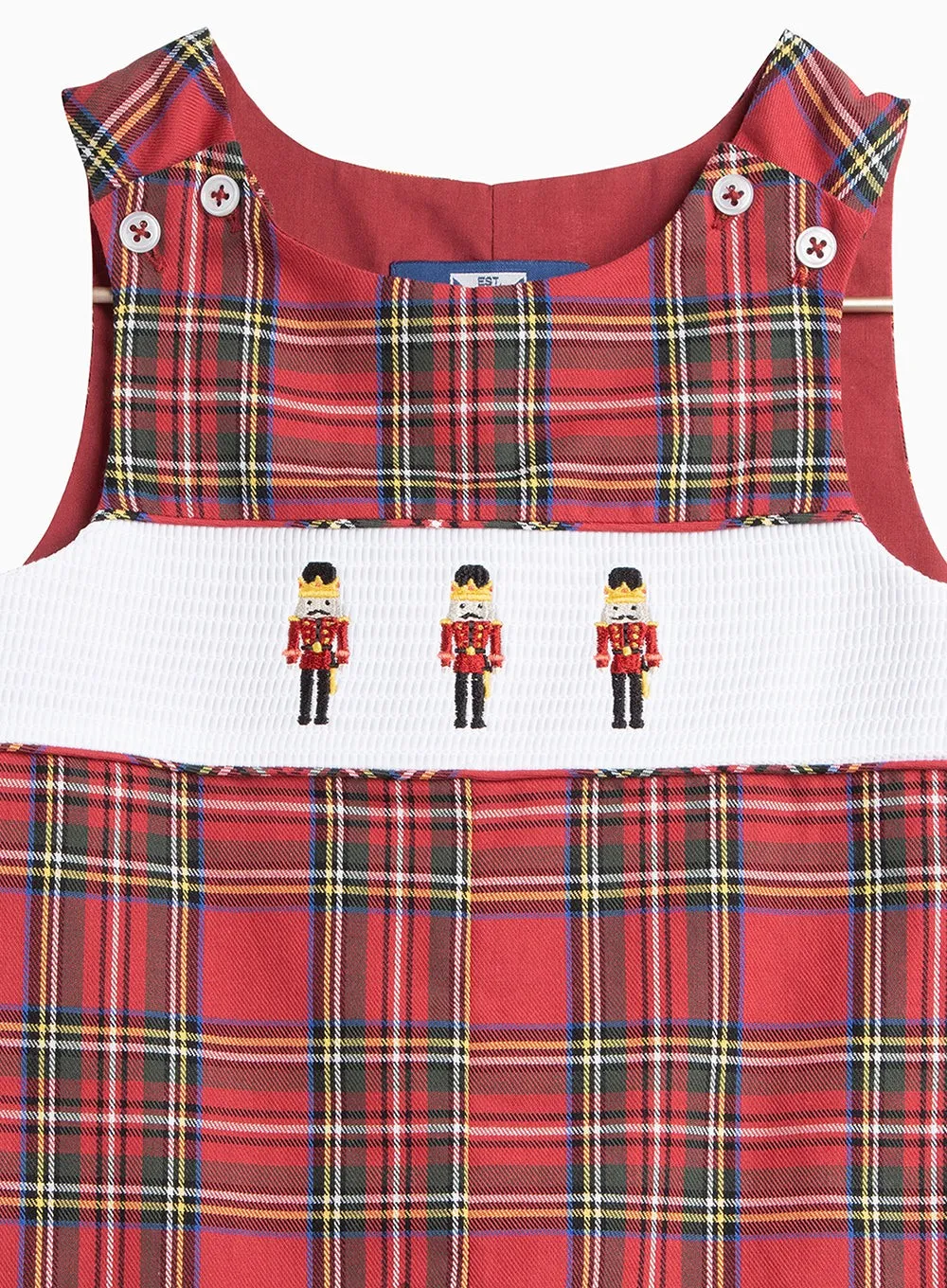 Baby Archie Smocked Romper in Red Tartan