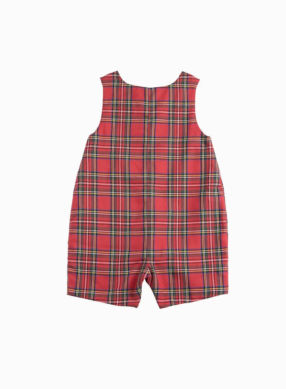 Baby Archie Smocked Romper in Red Tartan