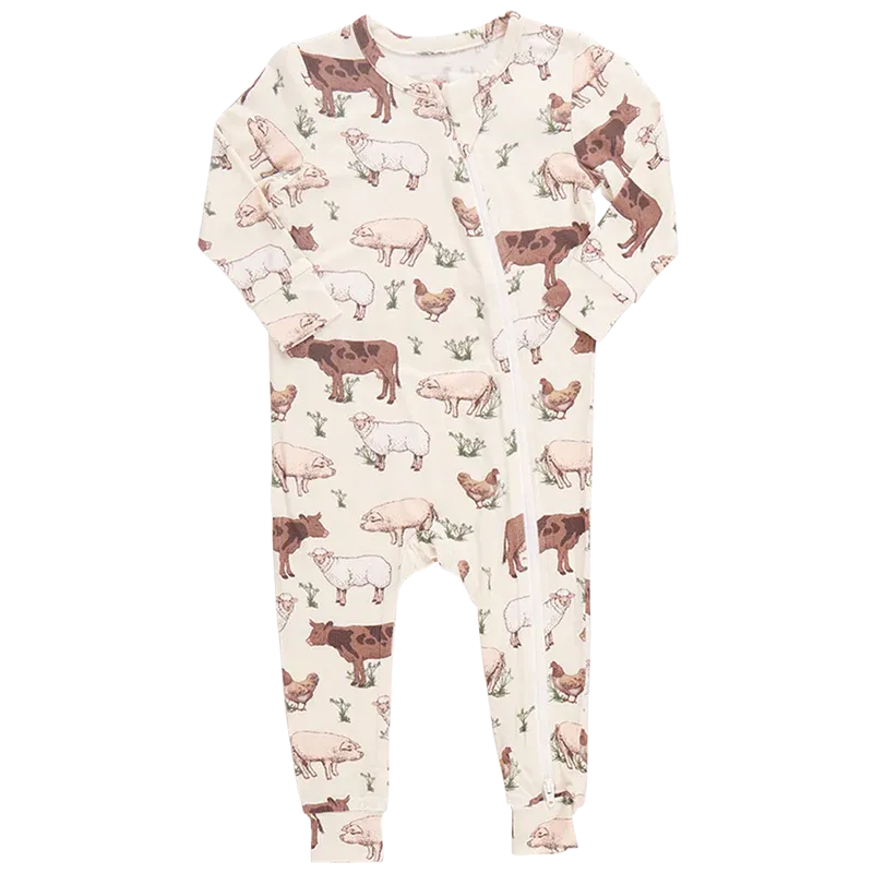 Baby Bamboo Zip Romper PJ - Farm Life *LAST ONE - 12/18m*