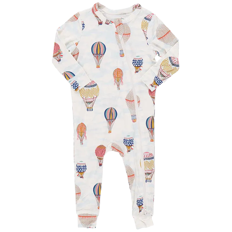 Baby Bamboo Zip Romper PJ - Hot Air Balloon