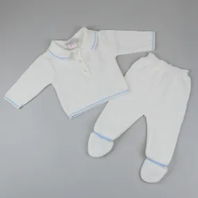 Baby Boy Diamond Knitted Jumper and Leggings - White