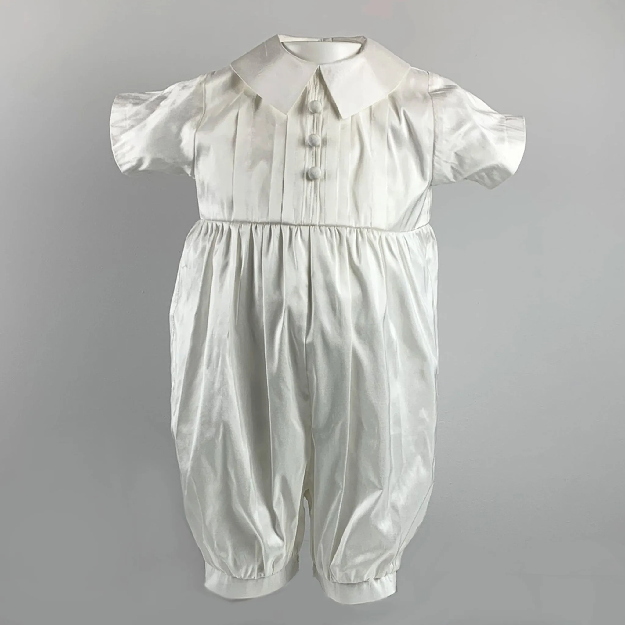 Baby Boy Silk Christening Romper and Hat Ivory - Sarah Louise 002214