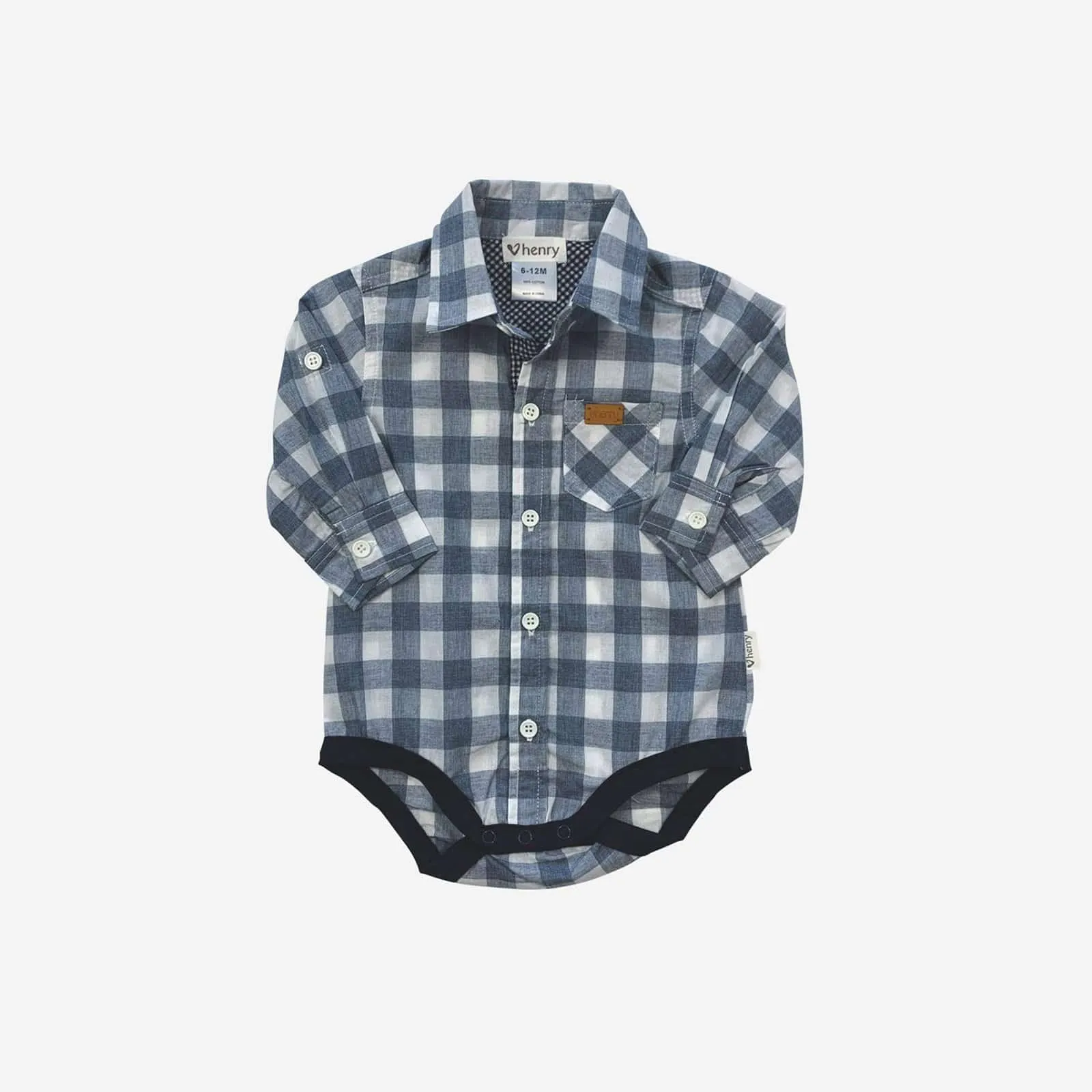 Baby Boys Dress Shirt Romper | Large Blue Check