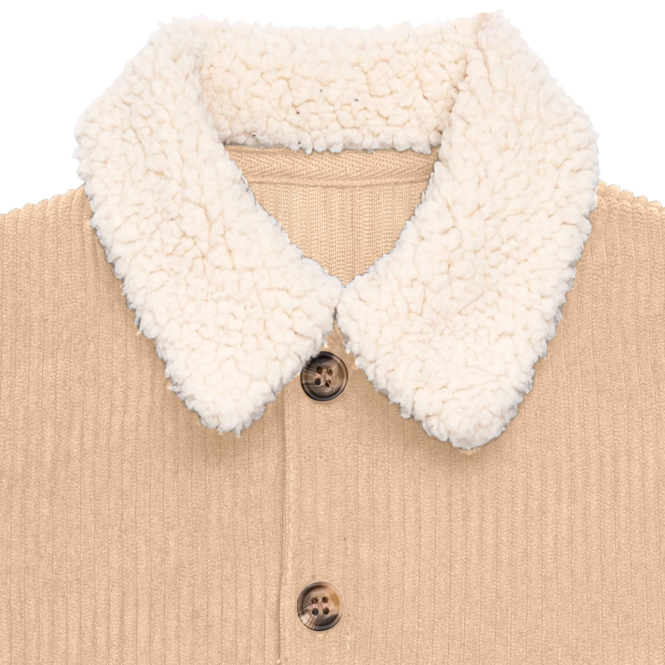 Baby Boys Light Tan Sherpa Collar Corduroy Romper