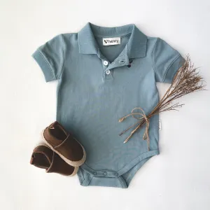 Baby Boys Polo Romper | Blue