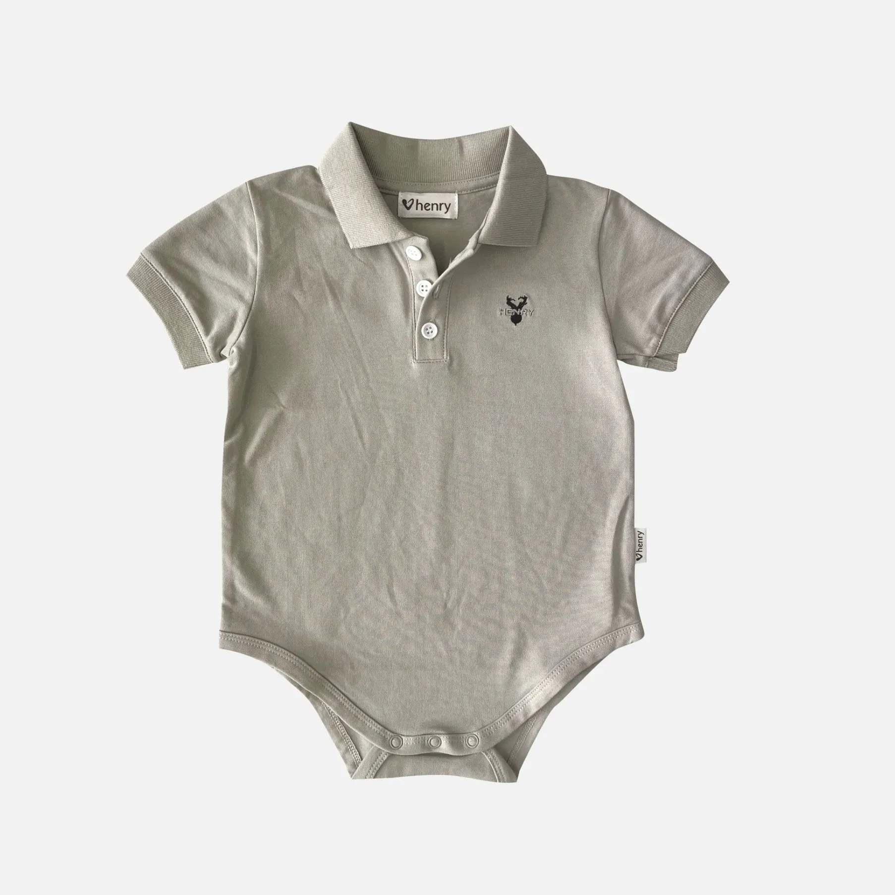 Baby Boys Polo Romper | Dusty Beige