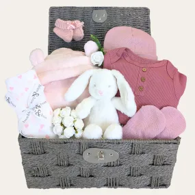 Baby Girl Basket Sweet Dreams Little Bunny