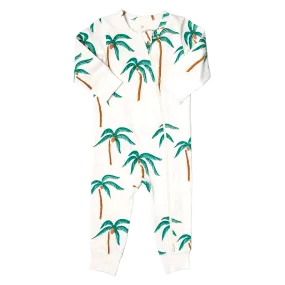 Baby Organic Romper - Cream Palm Trees