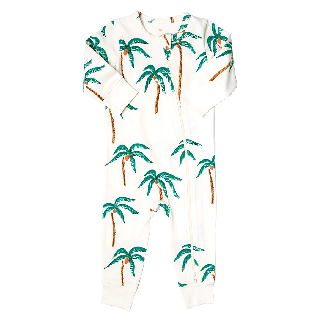 Baby Organic Romper - Cream Palm Trees