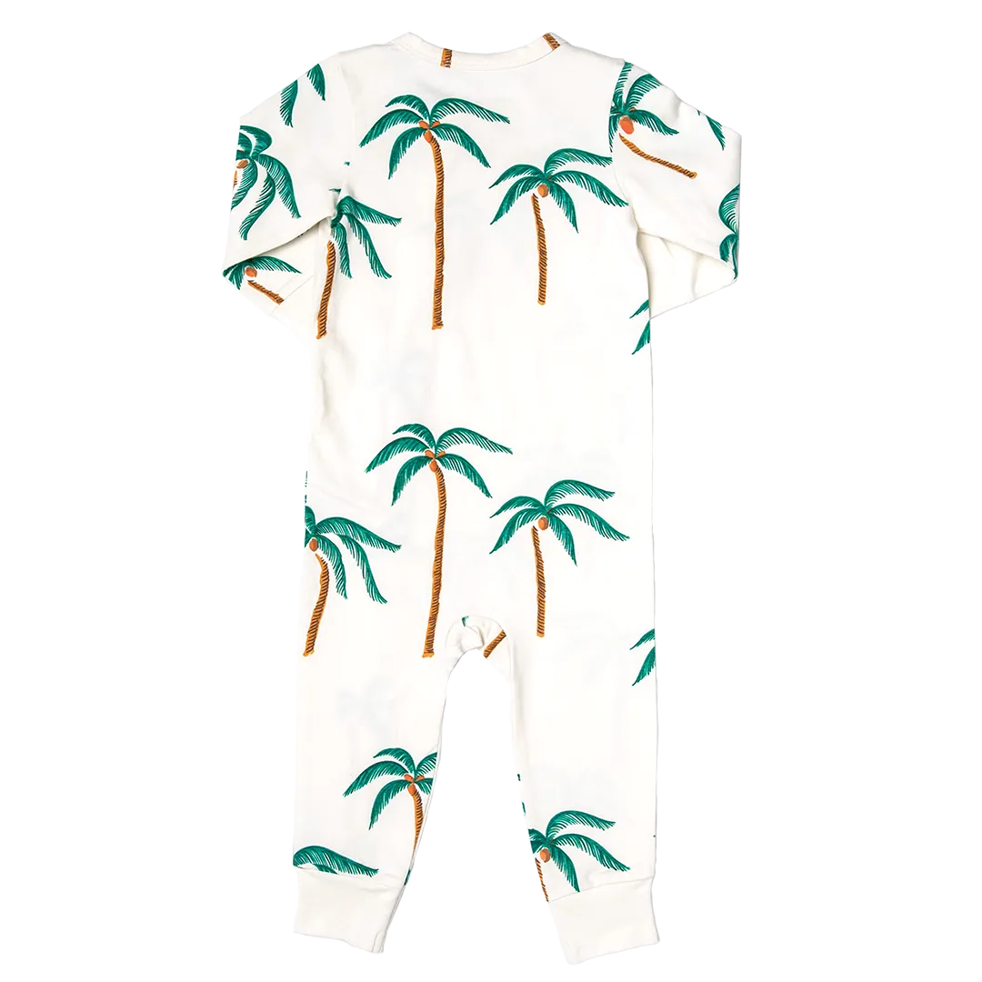 Baby Organic Romper - Cream Palm Trees