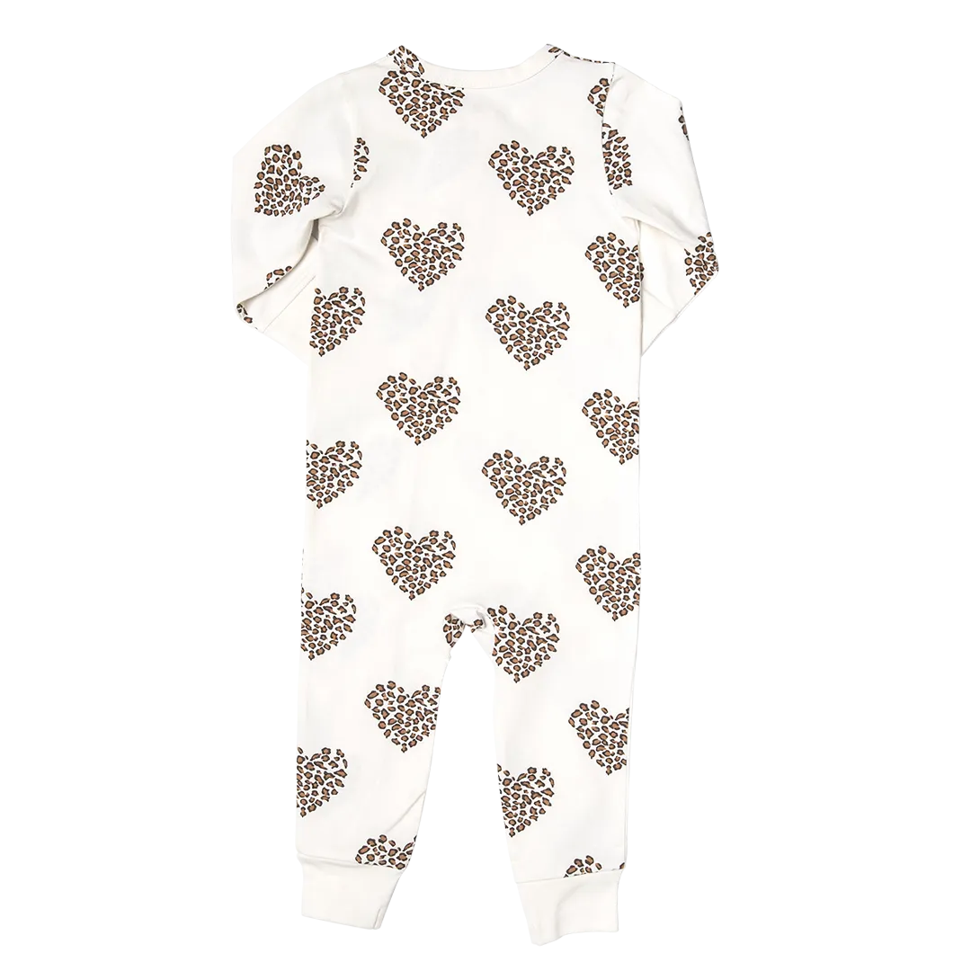 Baby Organic Romper - Leopard Heart