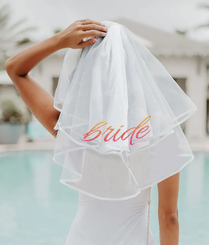 Bachelorette Party Glitterati Bride Veil - White