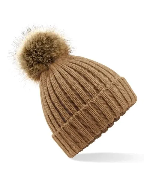 Beechfield Bobble Hat Biscuit