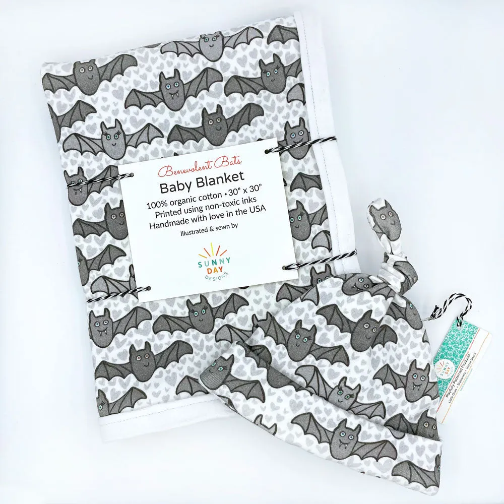 Benevolent Bats Organic Cotton Baby Hat (0-3M)