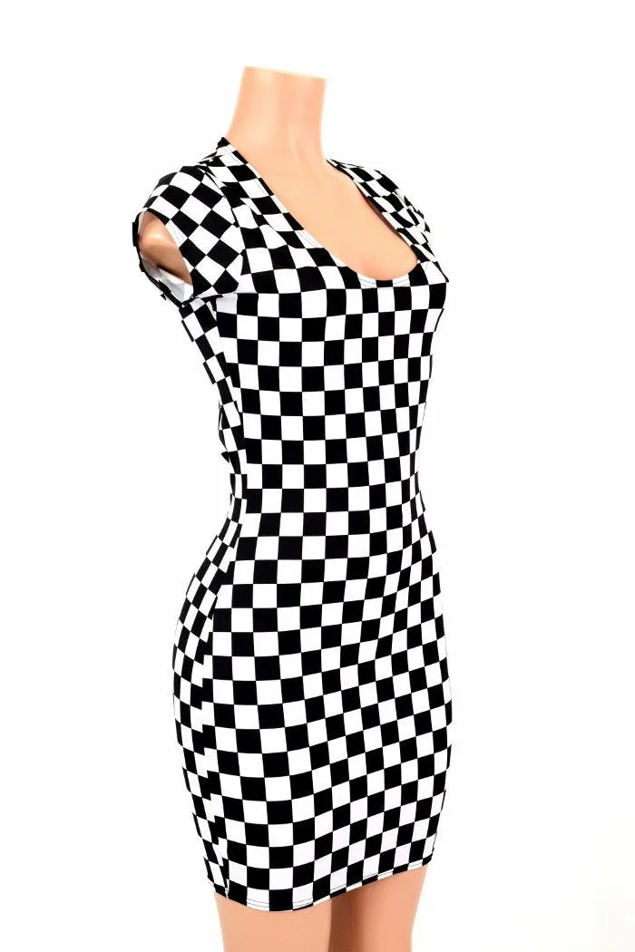 Black & White Checkered Bodycon Dress