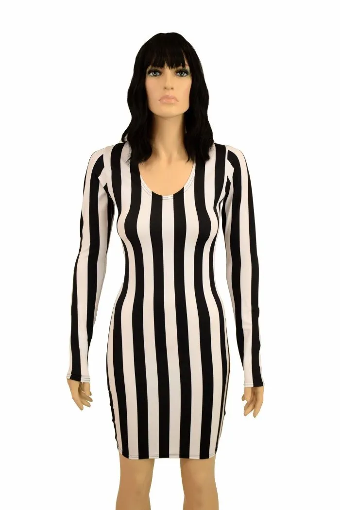 Black & White Stripe Long Sleeve Dress