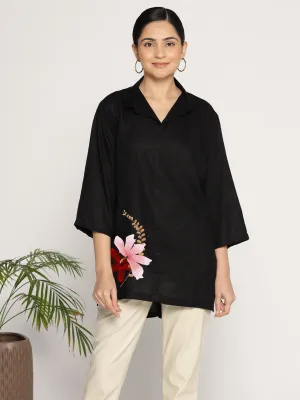 Black Rayon ShirtTop - Fleurant