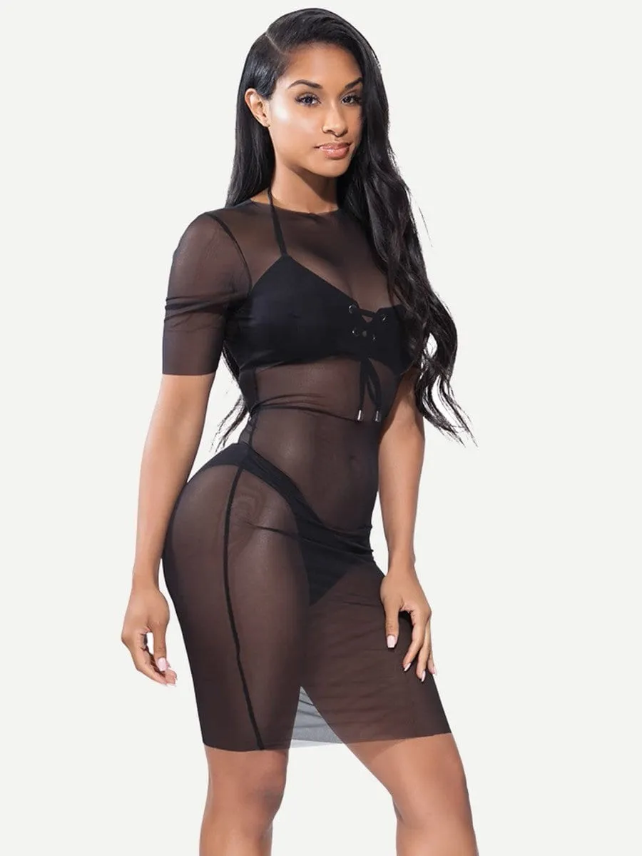 Black Sheer bikini coverup bodycon dress