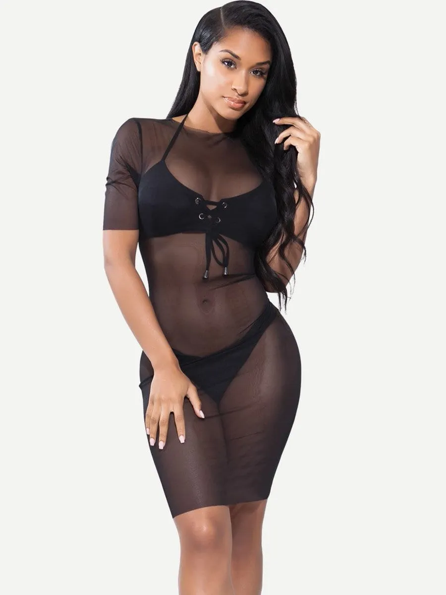 Black Sheer bikini coverup bodycon dress