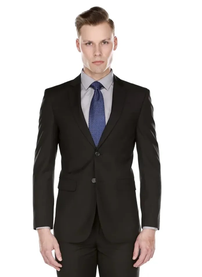 Black Slim-Fit Men's Suit Single Breast Notch Lapel PYS02