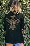 Blazer, Leopard Lined Black, Gold Queen Bee