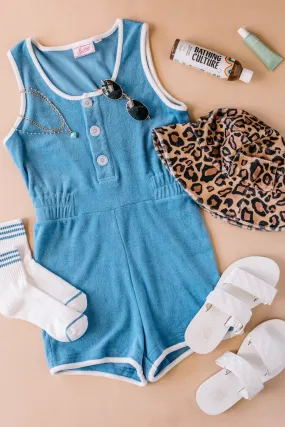 Blue Poppy Terry Romper