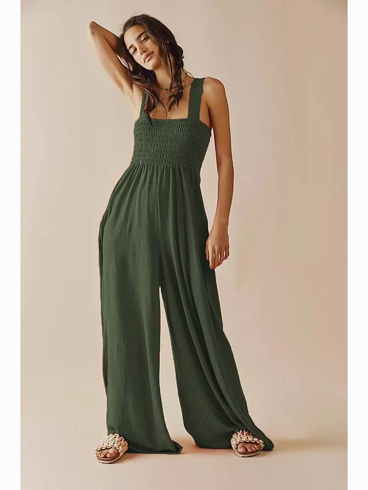 Boho Sleeveless Loose Wide Leg Romper Jumpsuit