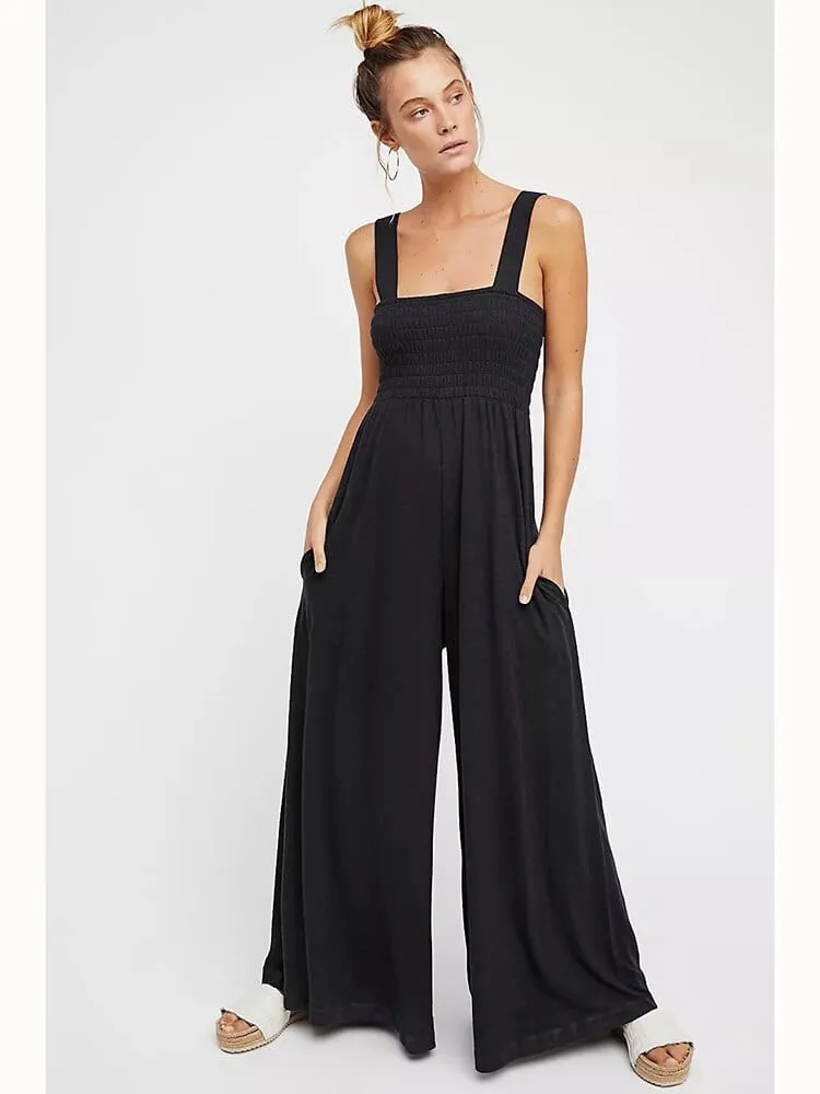 Boho Sleeveless Loose Wide Leg Romper Jumpsuit