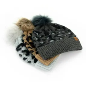 Britt's Knits Snow Leopard Pom Hat