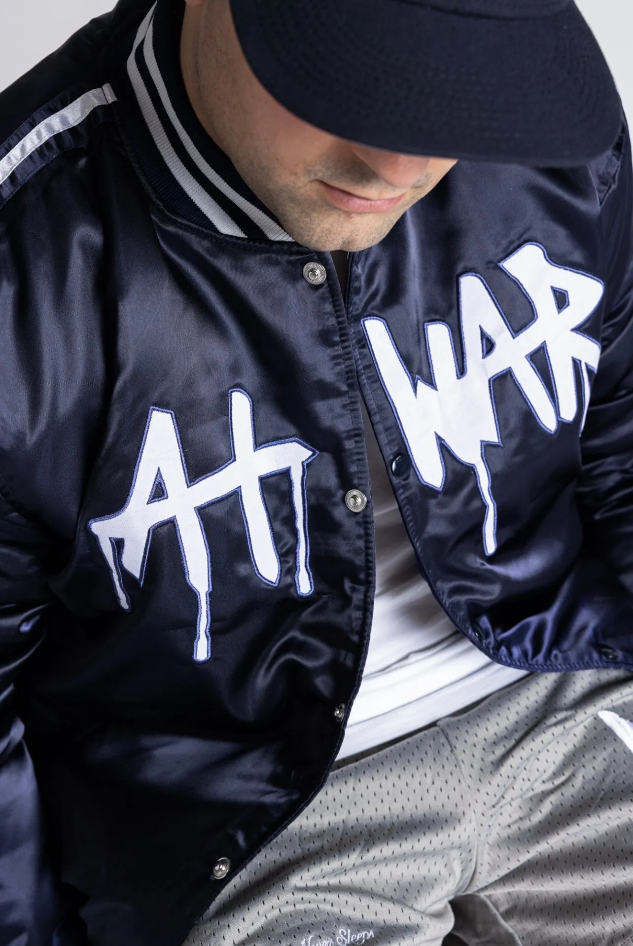 Broken Dreams Satin Jacket (NAVY)