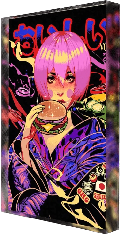 Burger Geisha Plexi Glass Desk Art