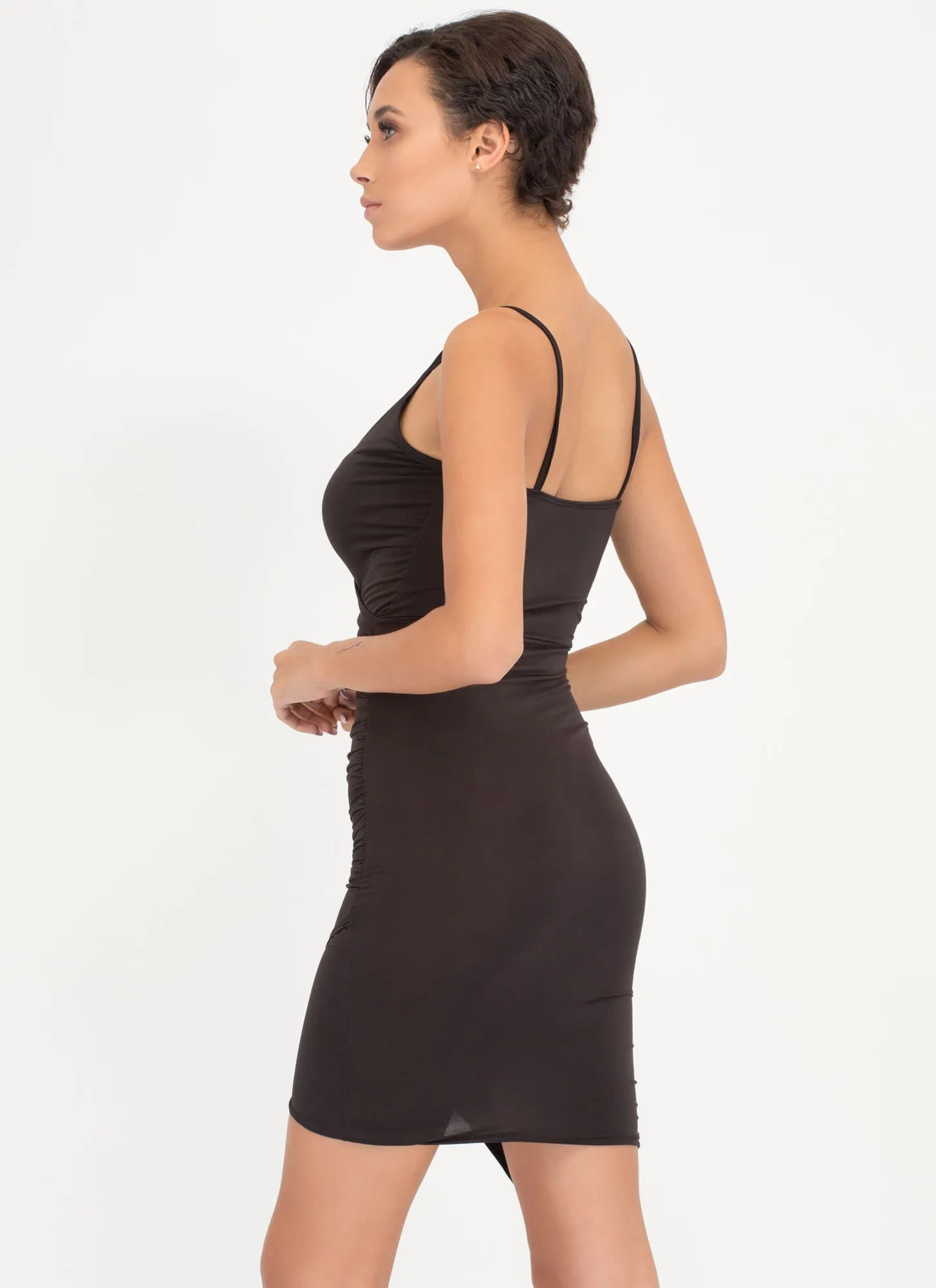 Call It A Night Ruched Wrap Dress