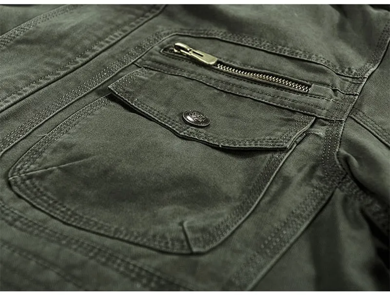 Cargo Style Stand Collar Military Fatigue Jacket