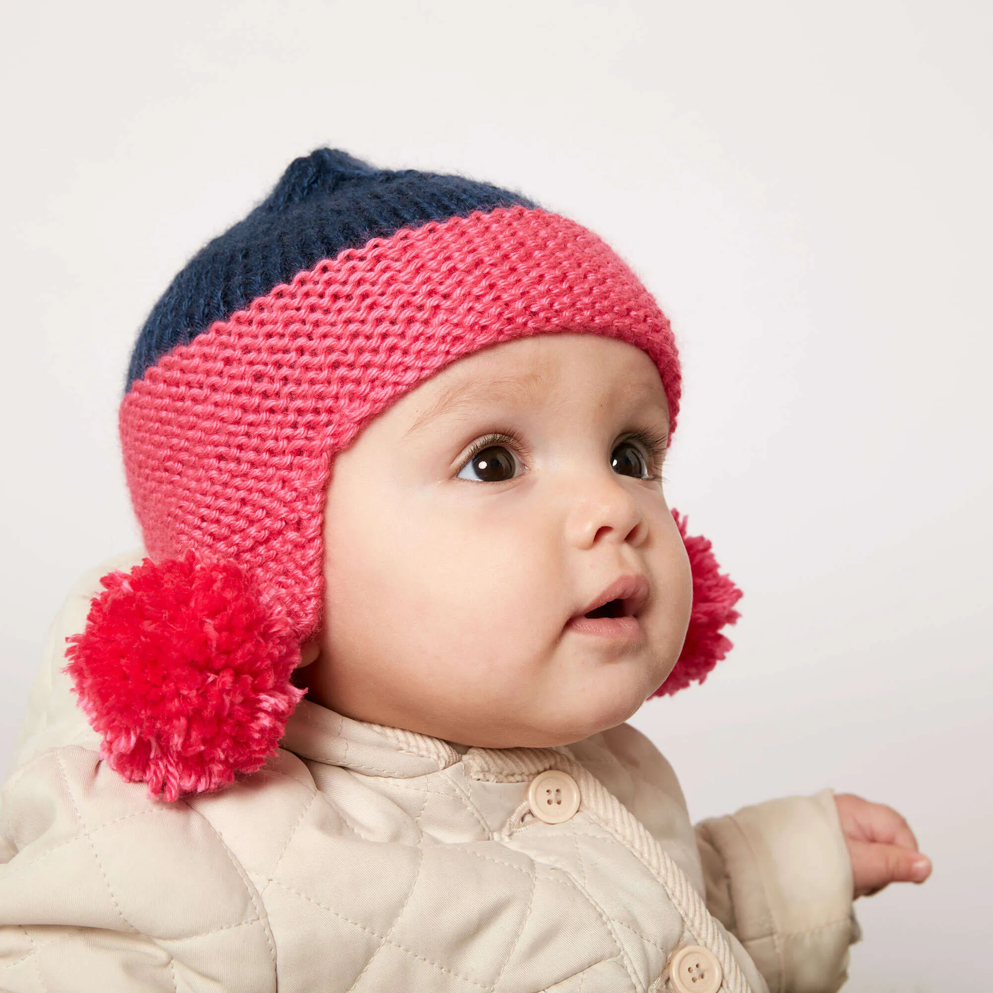 Caron Knit Baby Earflap Hat